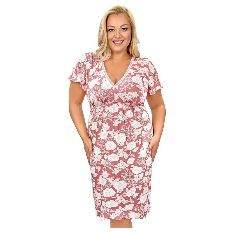 Donna Noční košile Tina plus size růžová květovaná