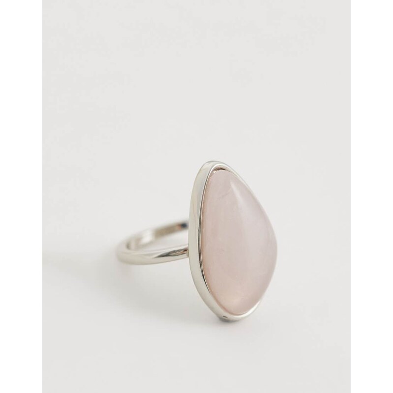 ASOS DESIGN large ring with real semi-precious rose quartz stone 112997299
