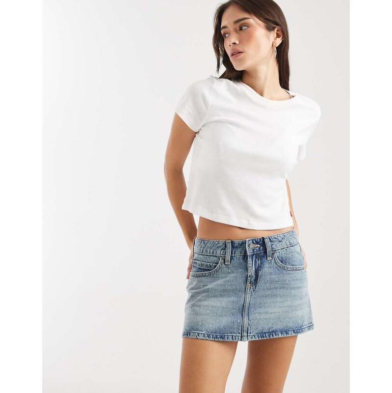 Hollister low rise five pocket mini denim skirt with built in
