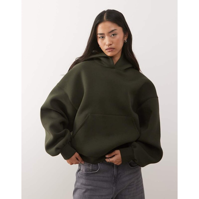 Weekday Petra oversized scub-style hoodie in light grey melange 112997375