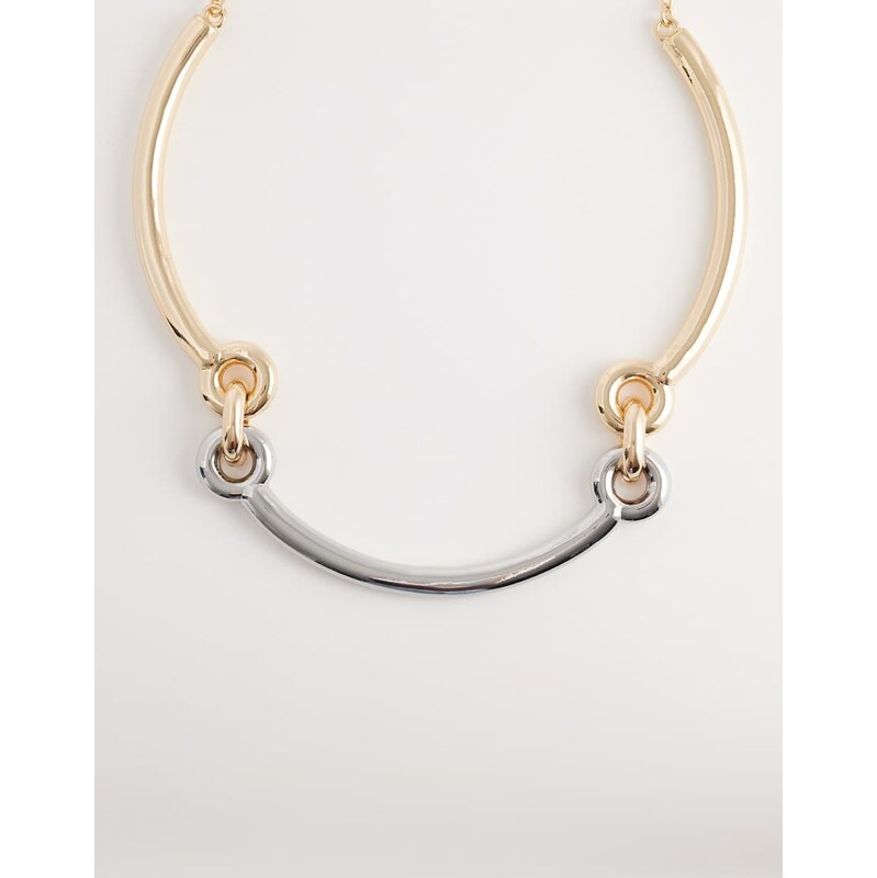 ASOS DESIGN torque necklace with loop detailing in silver tone 112997378