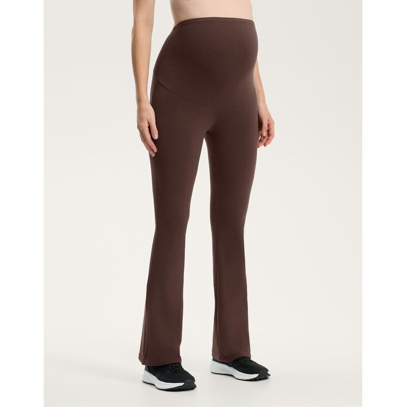 OYSHO Maternity comfortlux 80cm flare trousers in dark brown 112997406