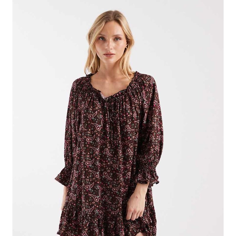 Miss Selfridge Petite spun smock dress in paisley-Multi 115515850