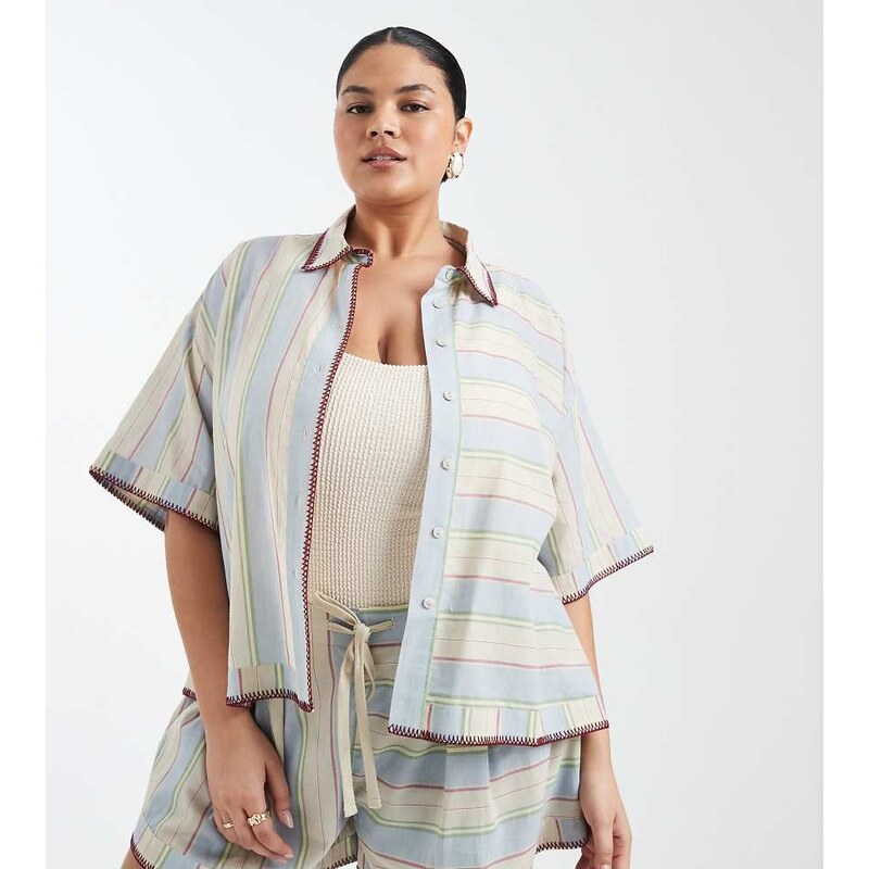 ASOS Curve ASOS DESIGN Curve Sasha beach resort shirt co ord with 113369625