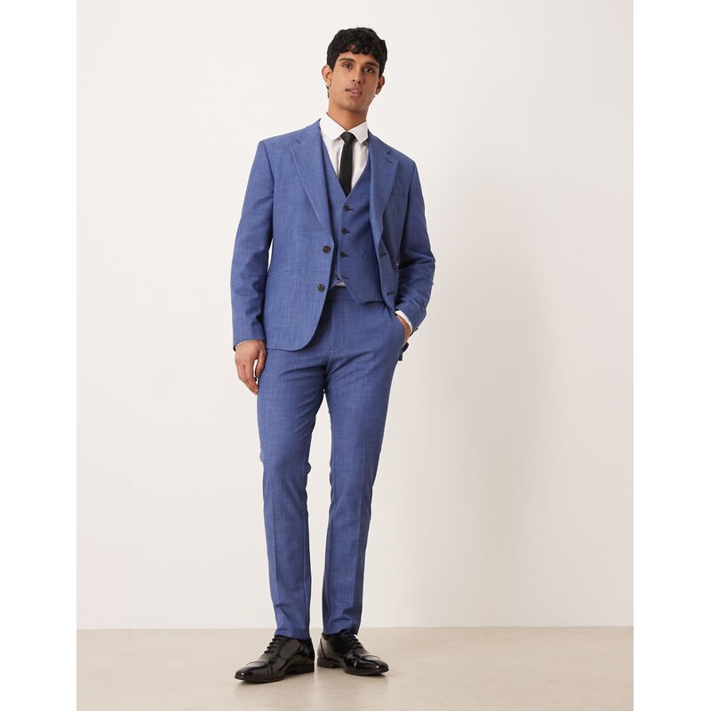 ASOS DESIGN skinny suit trousers in blue slub
