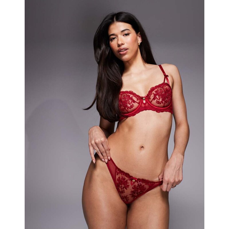 Boux Avenue Anastasia lace balconette bra in red 113001001