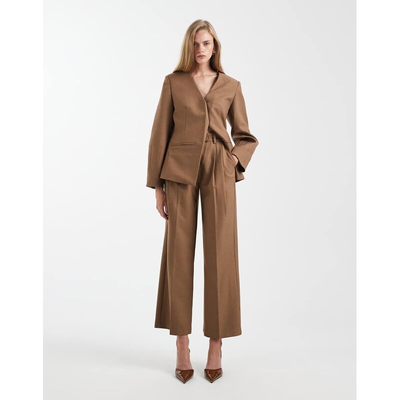 4th & Reckless tailored pleat front detail wide leg trousers co