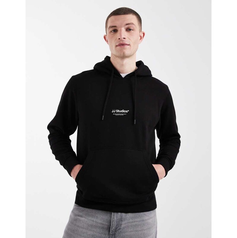 Jack & Jones hoodie with front print in black