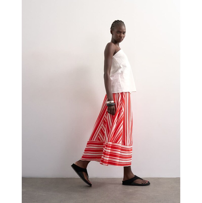 Topshop full circle cut about maxi skirt in red and white stripe