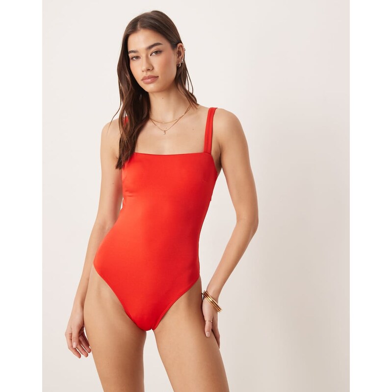 Free Society square neck swimsuit in red