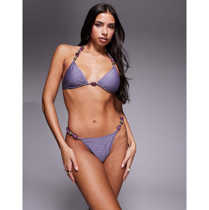 South Beach bikini bottom with bead detail in lilac-Purple 113000974