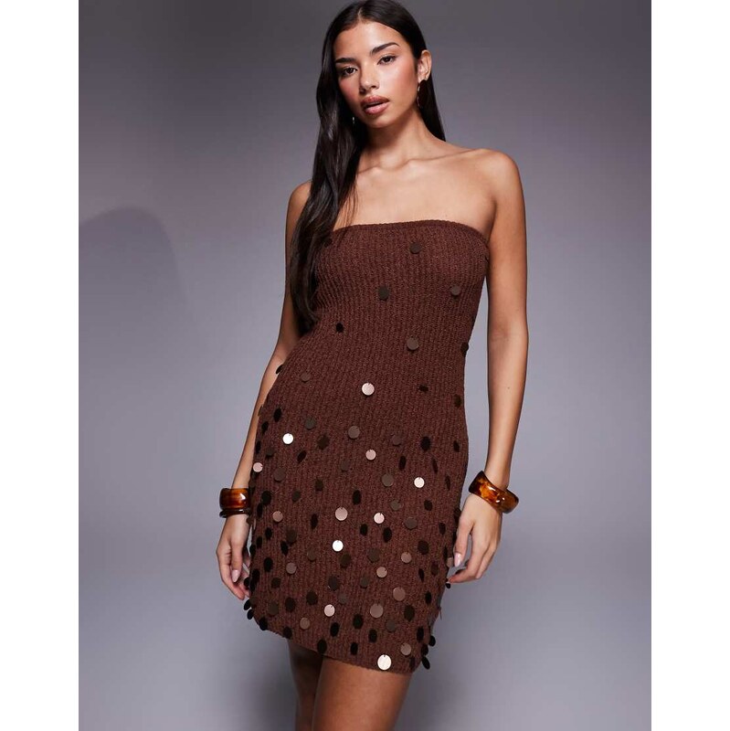South Beach bandeau knitted mini beach dress with sequin detail