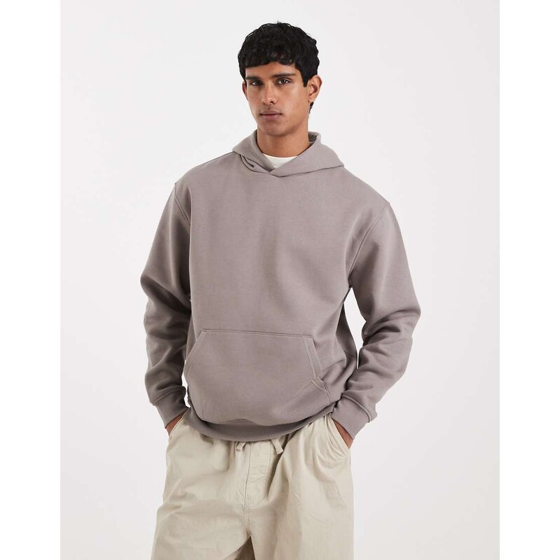 ASOS DESIGN essentials relaxed fit hoodie in dark stone-Neutral
