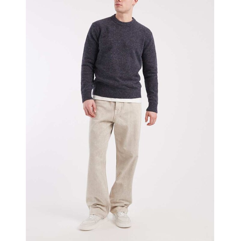 Jack & Jones Alex baggy trousers in beige acid wash-White