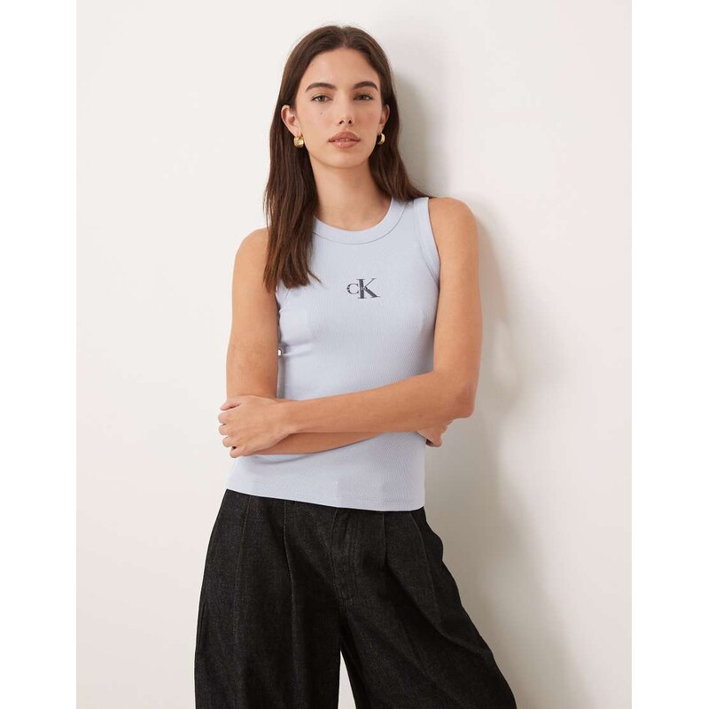 Calvin Klein Jeans Monogram rib tank in blue