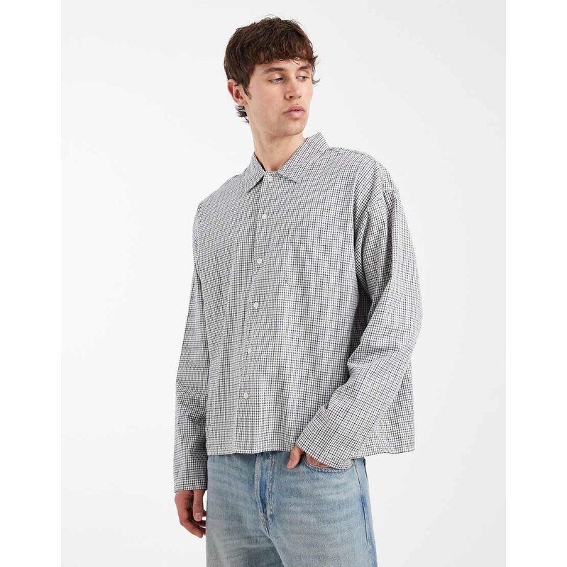 Jack & Jones oversized boxy shirt with grey check