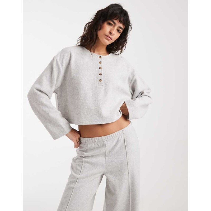 Miss Selfridge henley top co-ord in light grey 113001128