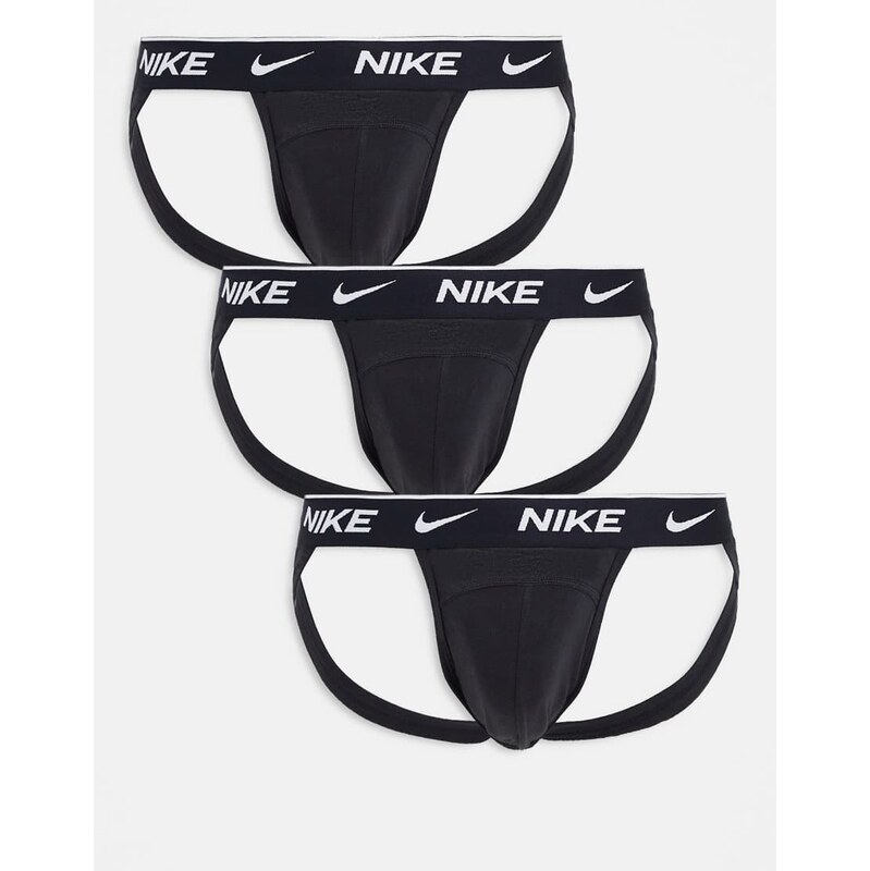 Nike Essential Cotton Stretch 3 pack jock straps in black
