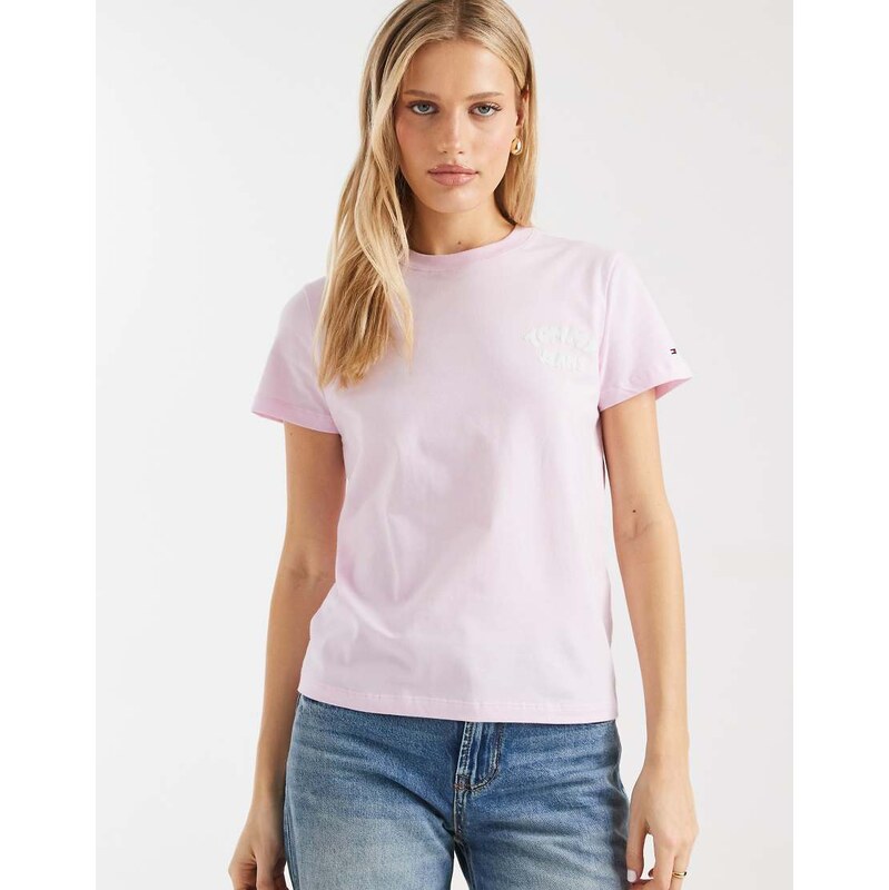 Tommy Jeans bubble logo t-shirt in pink