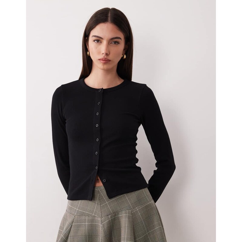 JJXX button down ribbed cardigan in black 113001162