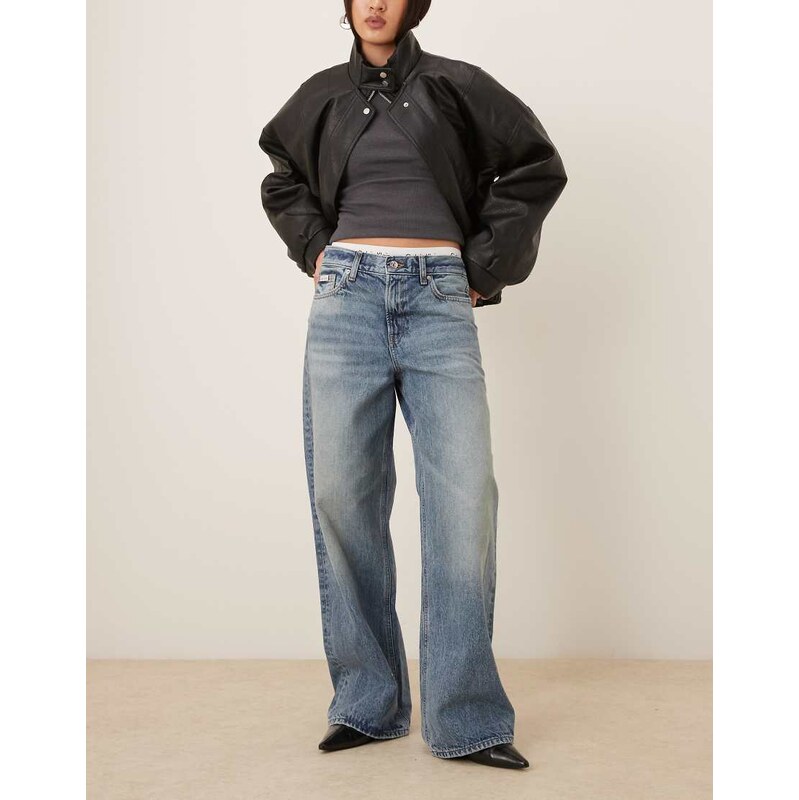Calvin Klein Jeans low rise baggy jeans in distressed mid wash