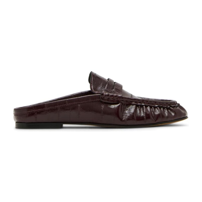 Steve Madden ruched mule loafers in burgundy-Red