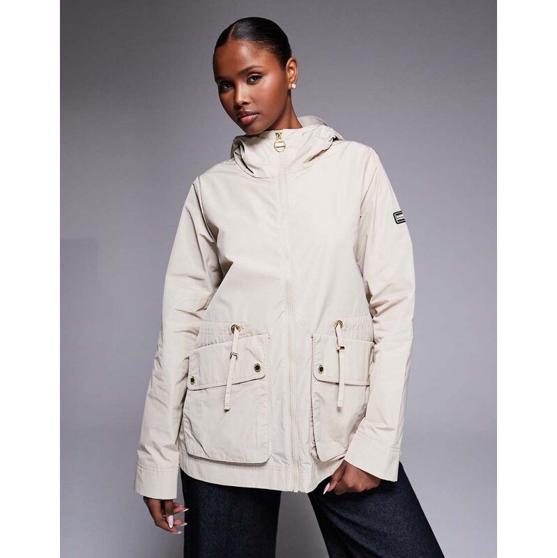 Barbour International Piper cinched hooded showerproof jacket in beige 115743956