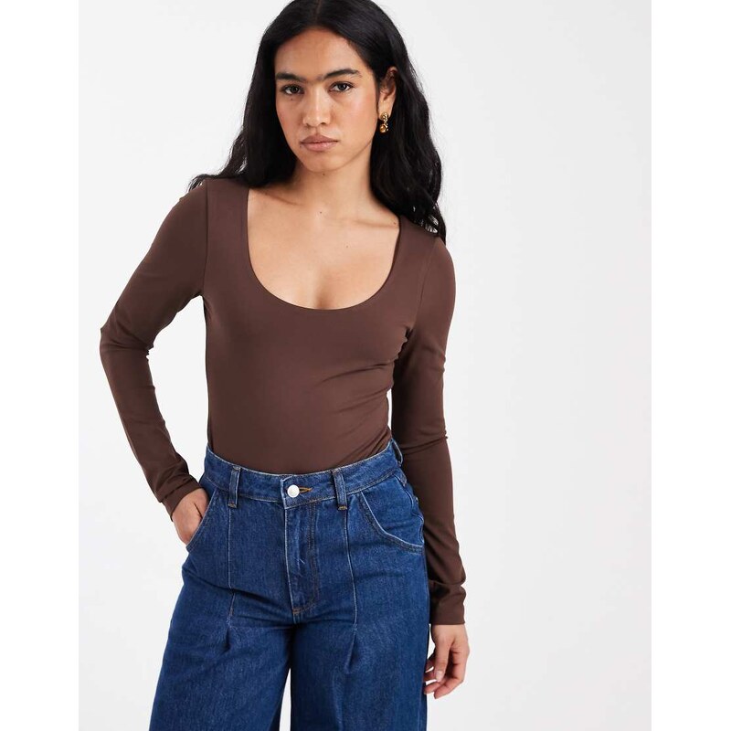 ASOS DESIGN Sculpting scoop neck long sleeve bodysuit in