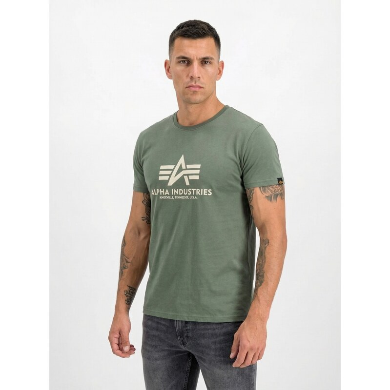 Tričko Alpha Industries Basic T-Shirt BL zelené vintage