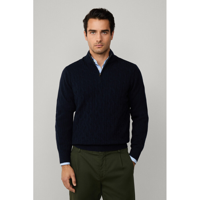 SVETR HACKETT LONDON LAMBSWOOL CABLE HZIP