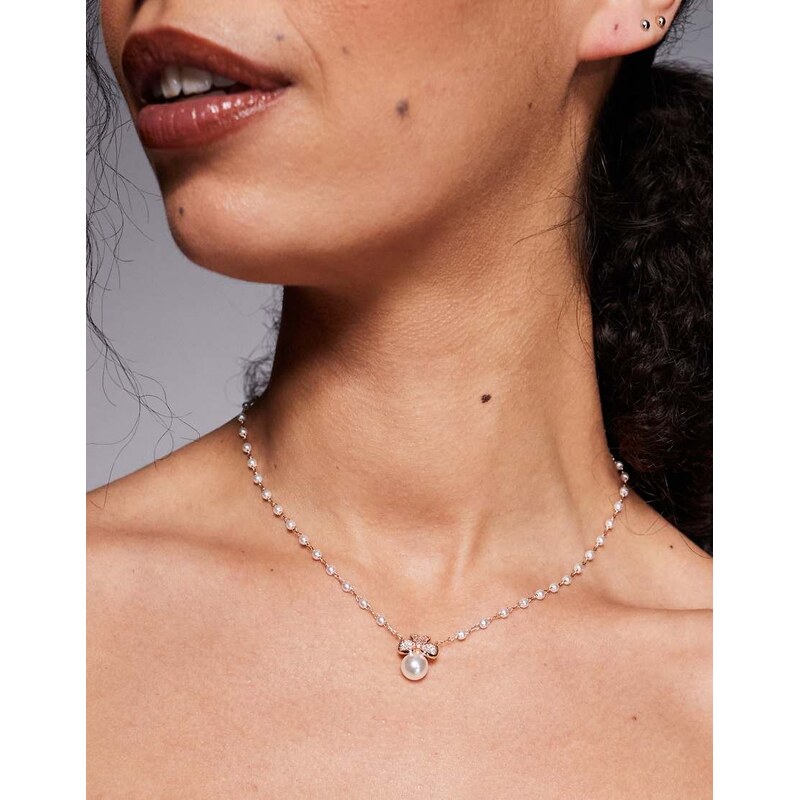ALDO drisara clover and faux pearl necklace-White 113017034
