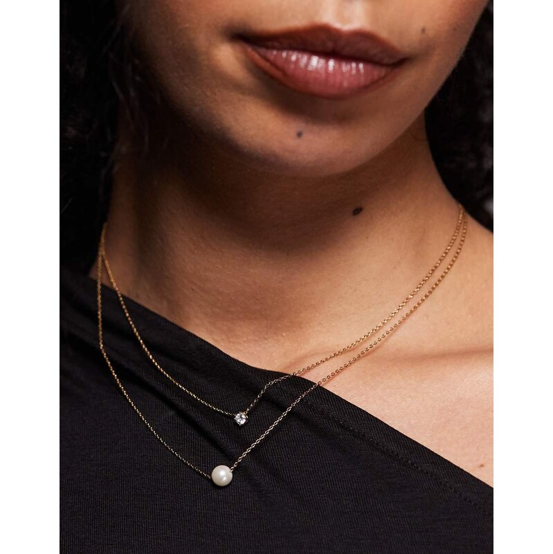 ALDO gilpatricia crystal and faux pearl layered necklace in gold 113014649