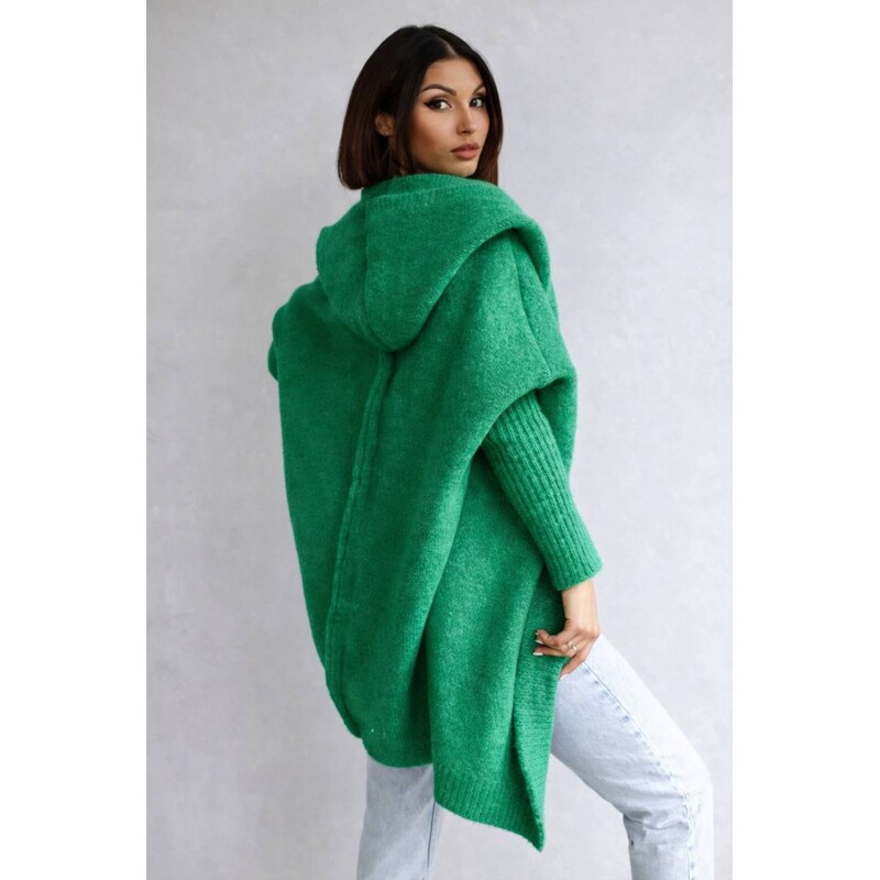 Fashionweek Dámský cardigan s kapucí s vlny – luxusní pletený