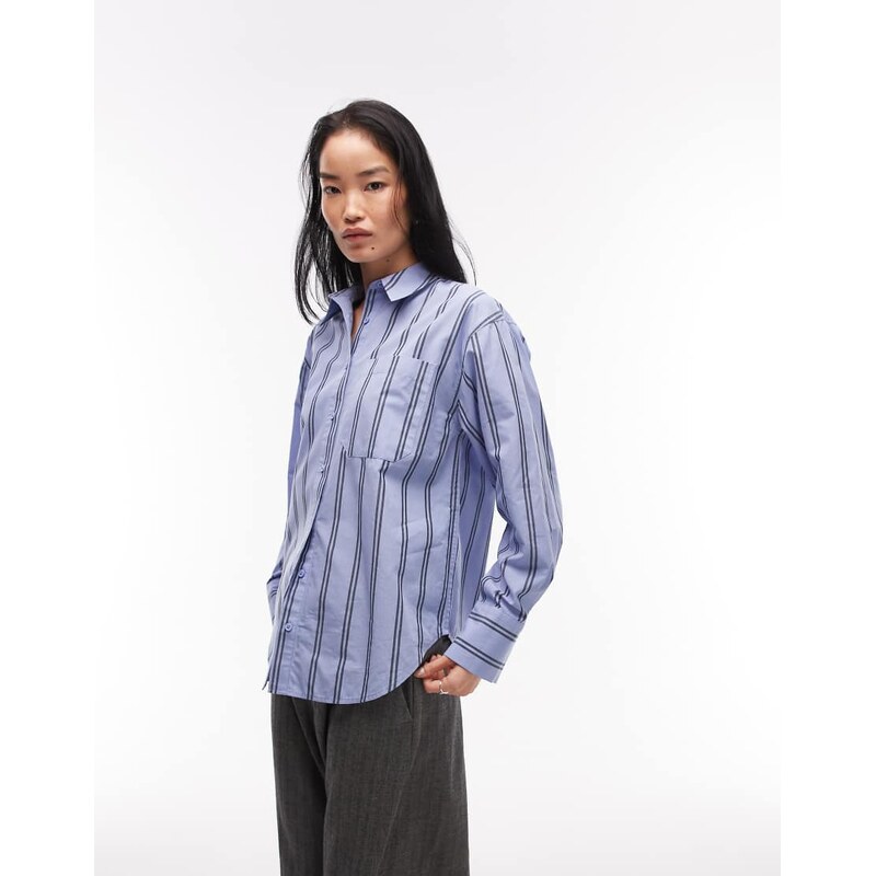 ASOS DESIGN classic cotton shirt in blue stripe