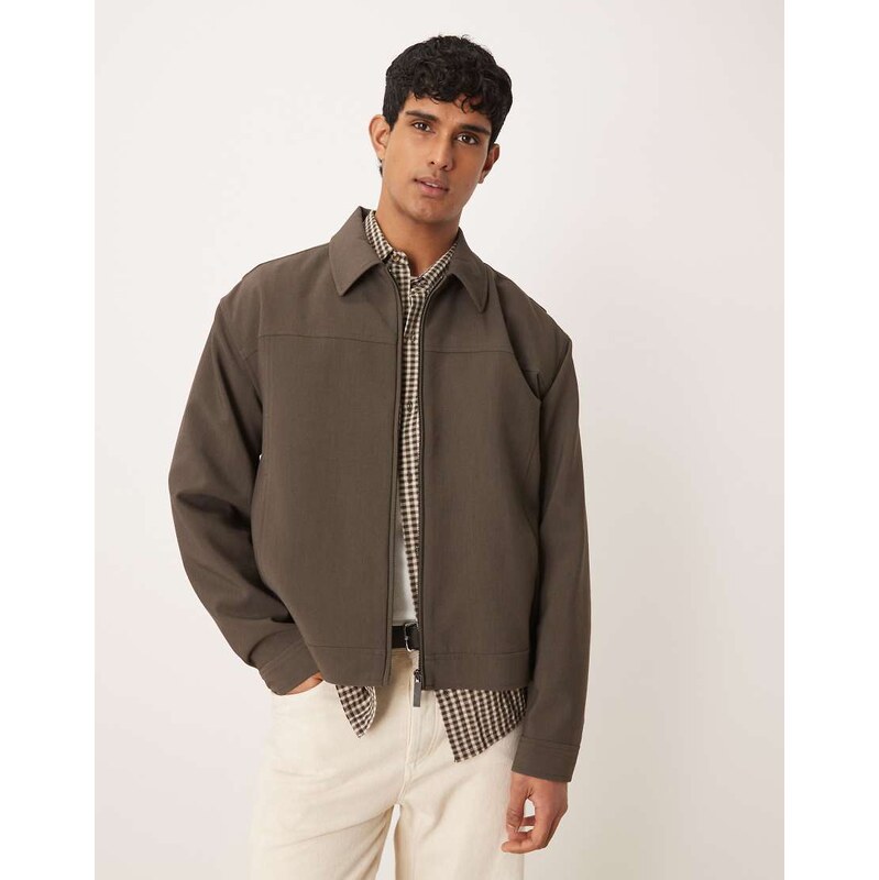 ASOS DESIGN smart harrington jacket in grey