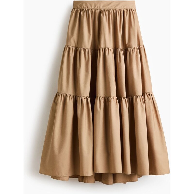 H&M - Maxisukně ze sešívaných volánů - Tmavě Béžová
