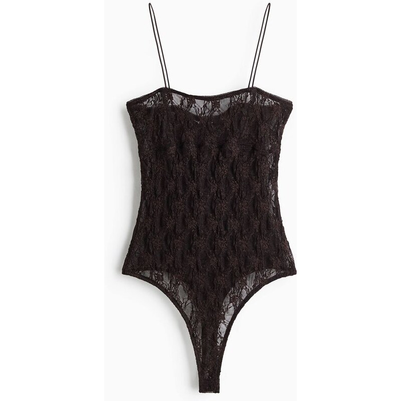 H&M - Krajkové body thong - hnědá 113015259