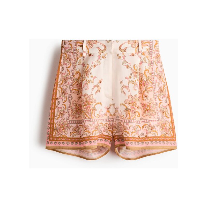H&M - Šortky z lyocellus potiskem - Světle Béžová/Kašmírový Vzor