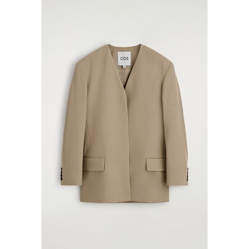 H&M - SAKO Z VLNĚNÉHO TVILU BEZ LÍMCE - béžová 113015526