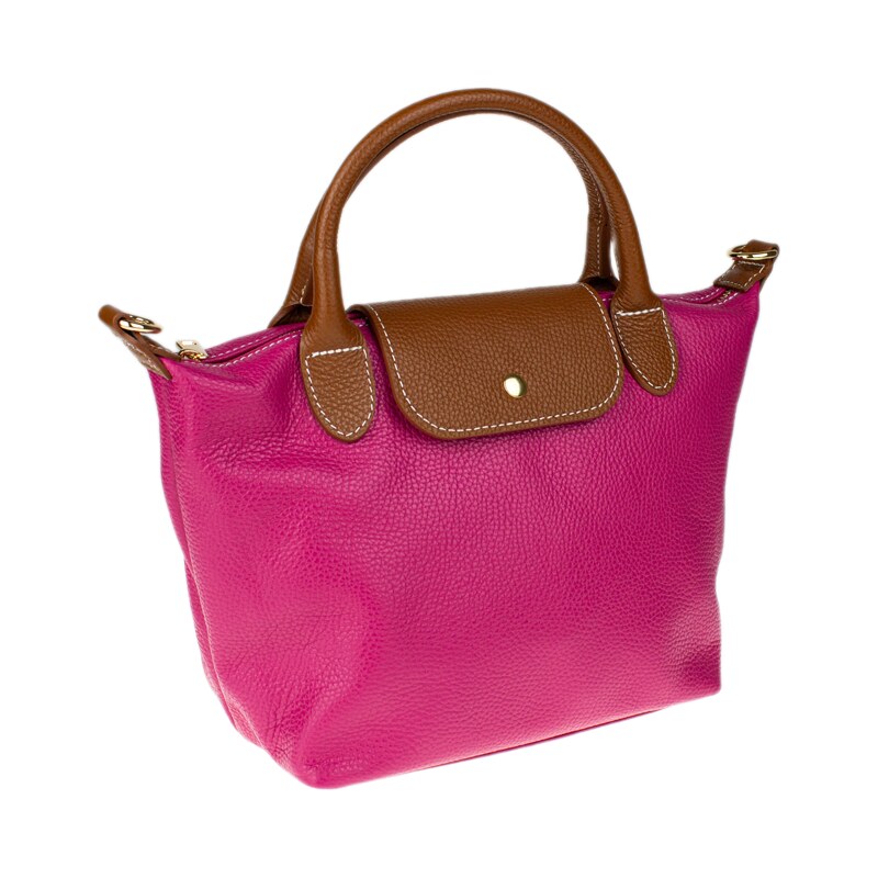Růžová kožená italská crossbody kabelka Fiorella Fuxia