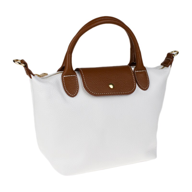 Bílá kožená italská crossbody kabelka Fiorella Bianca