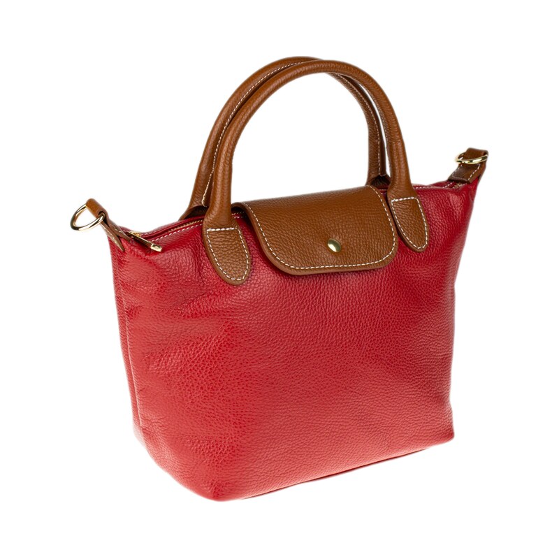 Červená kožená italská crossbody kabelka Fiorella Rossa