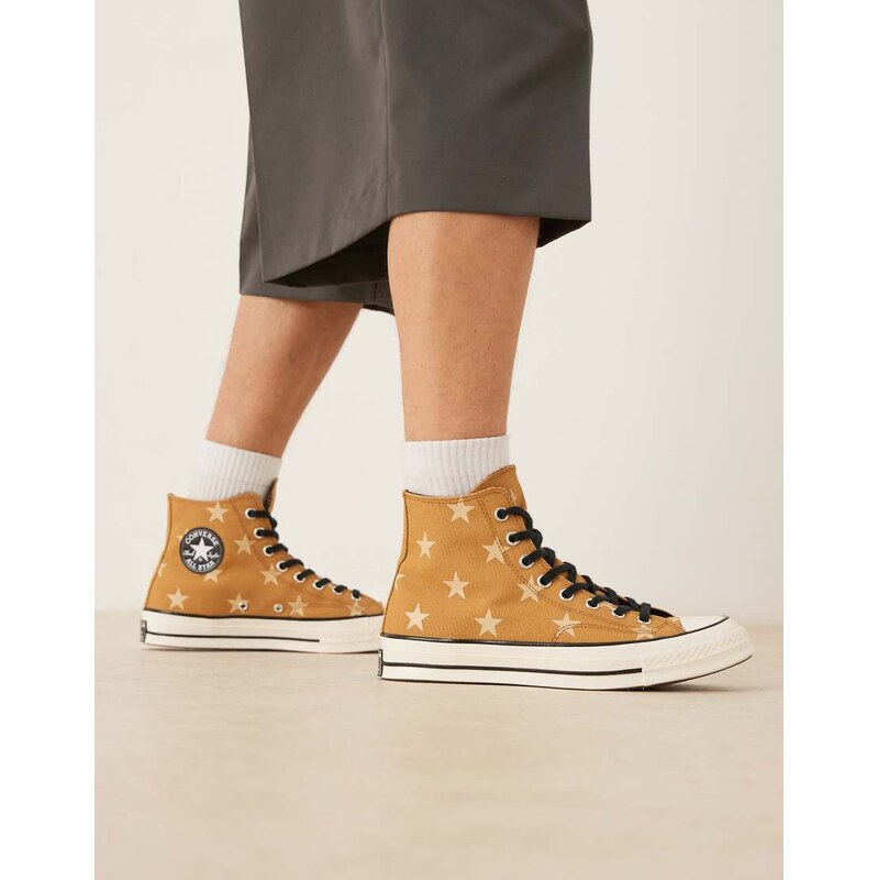 Converse Chuck 70 Hi trainers with star print in brown