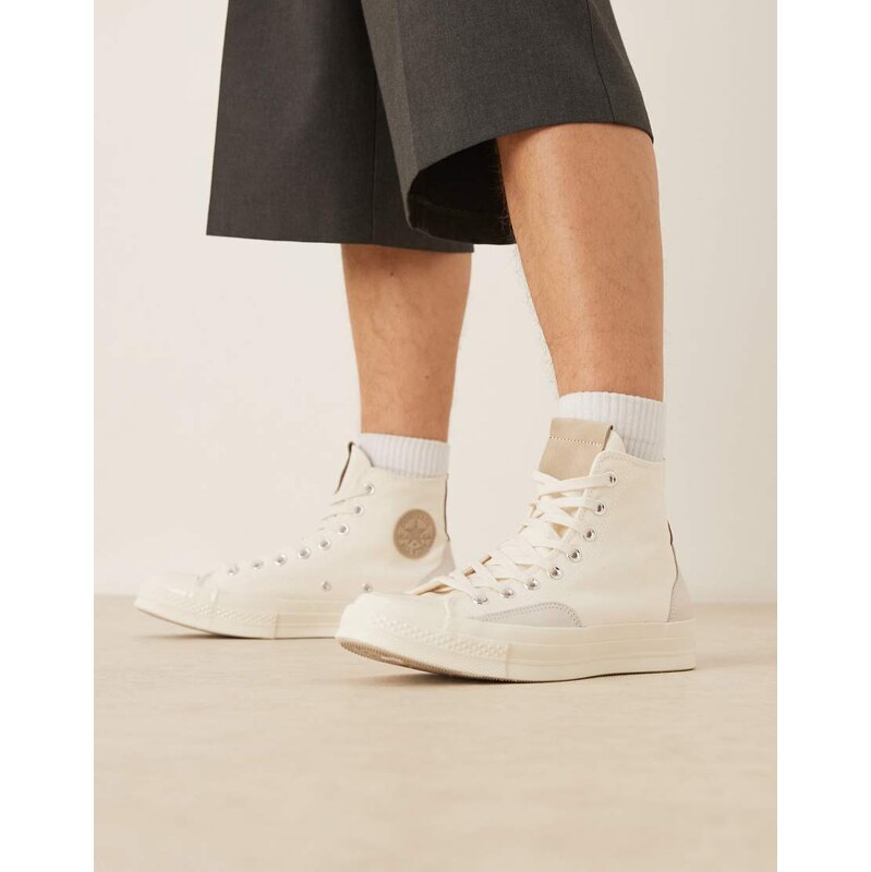 Converse Chuck 70 Hi trainers with mixed material in off white