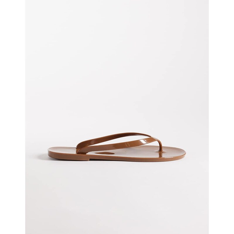 ASOS DESIGN Foxton jelly flip flops in chocolate-Brown 113020326