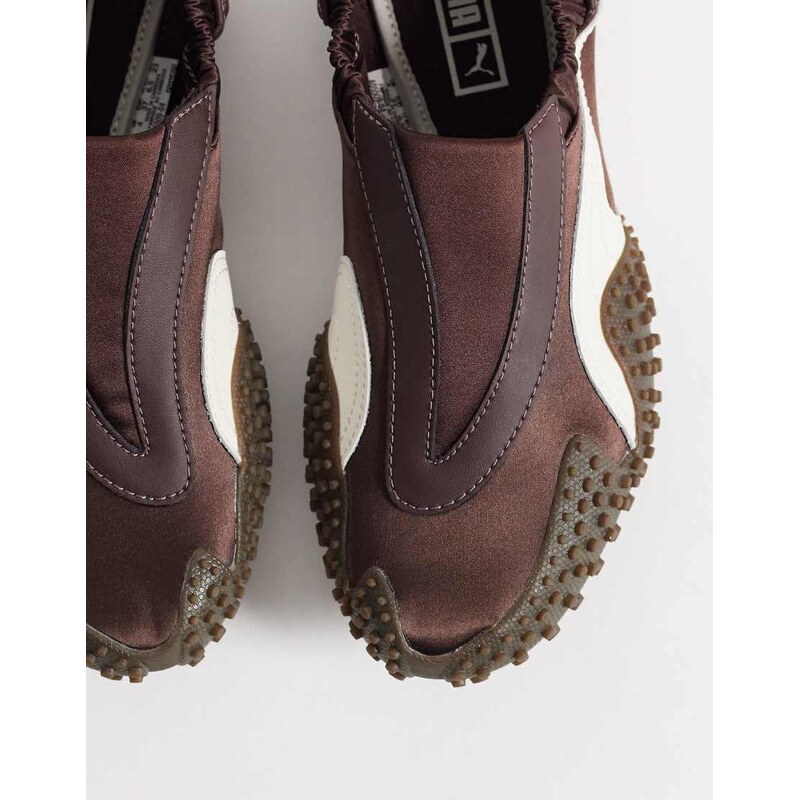 Puma Mostro Move satin trainers in chocolate brown