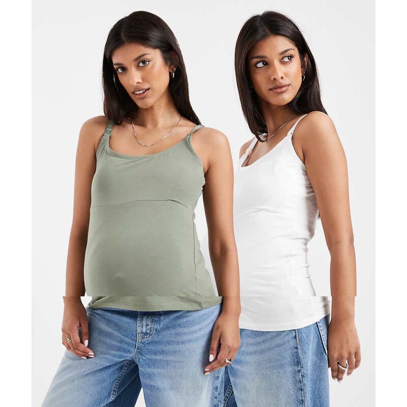 Mama.licious Mamalicious Maternity 2 function nursing vest 2 pack in 113020365