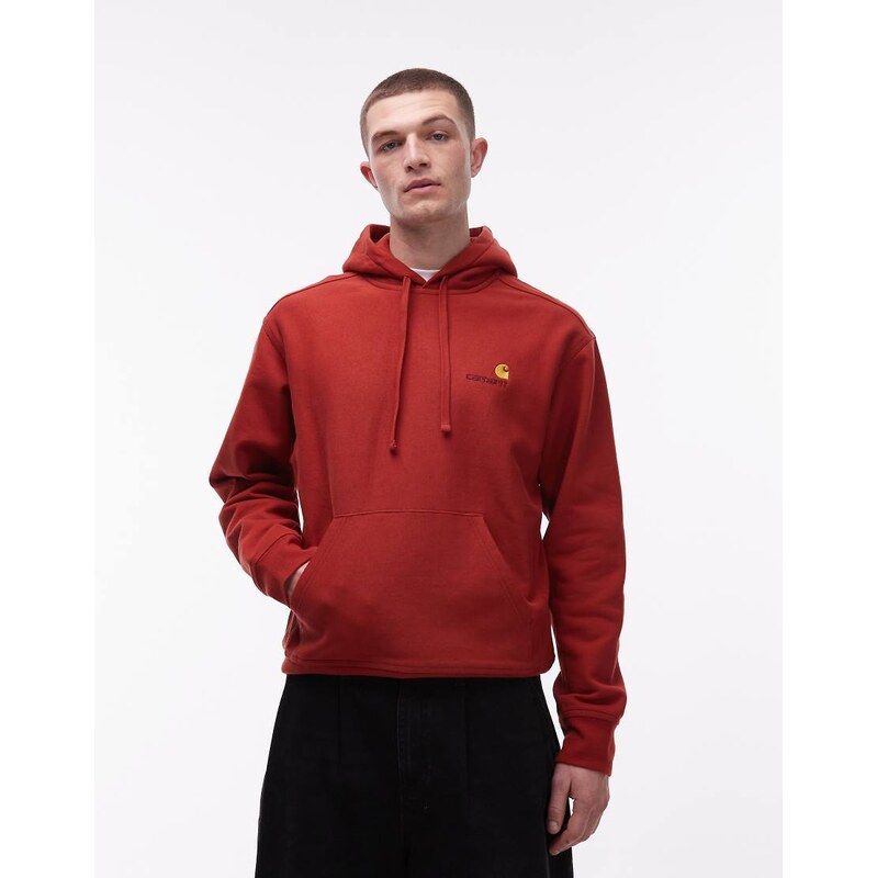 Carhartt WIP american script hoodie in rust-Red