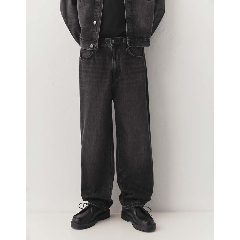 Pull&Bear Baggy jeans in faded black-Grey