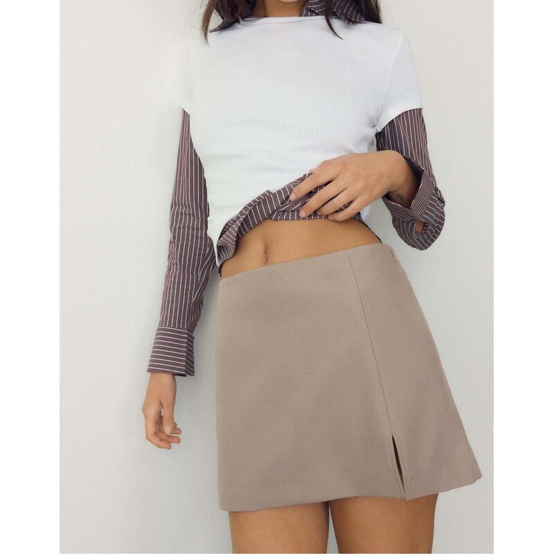 Stradivarius Skort with side slit in beige-Neutral 113020481